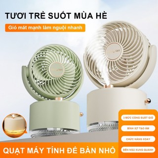 Quạt tích điện phun sương mới 2000Mah xoay , chế độ đèn led đẹp tặng kèm cáp sạc bảo hành 12 tháng