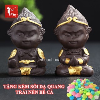 Tượng Tôn Ngộ Không Chắp Bái Tượng Tôn Ngộ Không Thiền Bằng Gốm Mini Size S (không kèm gậy)