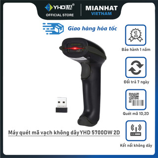 Máy quét mã vạch không dây yhd 5700dw 2d, máy bắn mã vạch barcode, qrcode không dây usb dùng trên laptop, pc