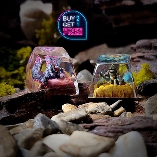 KONG & GOZZILLA, keycap artisan, nút bàn phím cơ Kong, Nút phím gozzilla, phím cơ decor