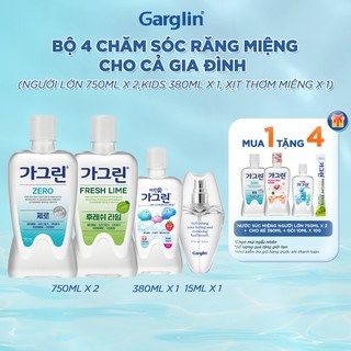 Bộ 4 sản phẩm chăm sóc răng miệng Garglin dành cho cả gia đình