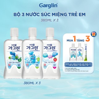 Bộ 3 nước súc miệng Garglin Kids dành cho bé từ 6 tuổi chai 380ml