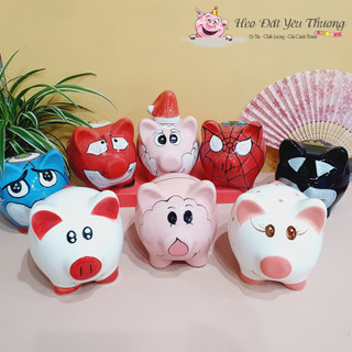 Heo sữa tiết kiệm và các dáng heo đất siêu nhân hoạt hình size 1 nhỏ xinh gốm sứ