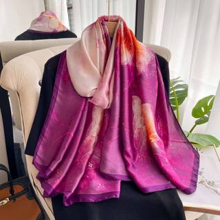 Khăn lụa dài choàng cổ màu vàng họa tiết KLD-060  kích thước 90x180cm Thy Thy Store