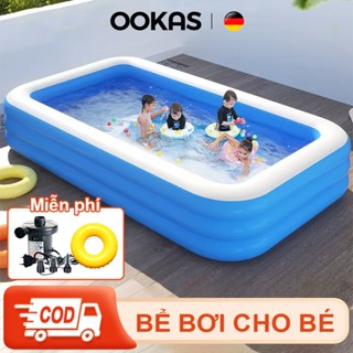 OOKAS Bể Bơi Cho Bé，Hồ Bơi 3 Tầng Bơm Hơi Tại Nhà Nhiều Kích，1.2m/1.8m/2.1m/3.05m