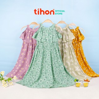 Váy cho bé gái TIHON hở vai ba màu phong cách Hàn Quốc siêu mềm mát VT0750382