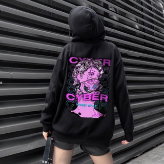 Áo hoodie form rộng unisex nam nữ cyber có bigsize đến hơn 100kg chất nỉ cao cấp