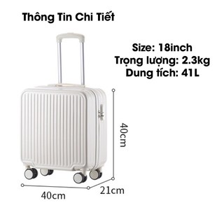 Vali du lịch kiểu dáng vuông 18 inch có khoá số bảo mật được làm từ nhựa ABS bền bỉ tiện lợi Pehouse