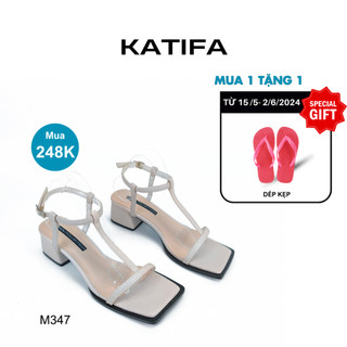  Giày cao gót nữ 3P sandal quai chữ T trẻ trung KATIFA M347 -Bảo hành 2 năm