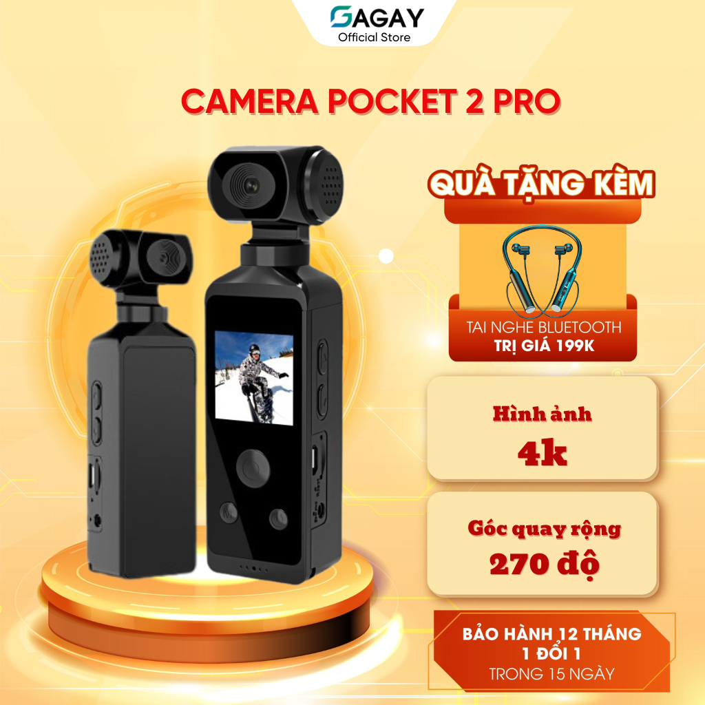 Camera Pocket 2 4K thể thao, quay phim 4k HD, camera mini máy quay phim cầm tay chống rung chất lượng cao