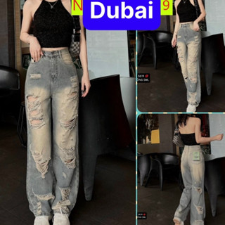  QUẦN JEAN NỮ BAGGY ỐNG SUÔNG RỘNG RÁCH TẢ TƠI XƠ MƯỚP LƯNG CAO NÂNG MÔNG PHONG CÁCH CAO CẤP -DB 5619- DUBAI FASHION 
