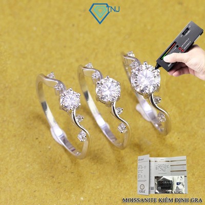 Nhẫn nữ bạc Moissanite 4ly, 5ly, 6ly hình sóng nạm đá xinh xắn kèm thẻ tra cứu sang trọng NNM0056 - Trang Sức TNJ