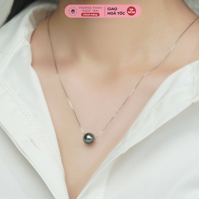 Dây Chuyền Bạc 925 Xuyên Tâm Ngọc Trai Đen 12ly Sang Trọng, Thời Trang, Xinh Xắn - Ngọc Trai Trường Thịnh
