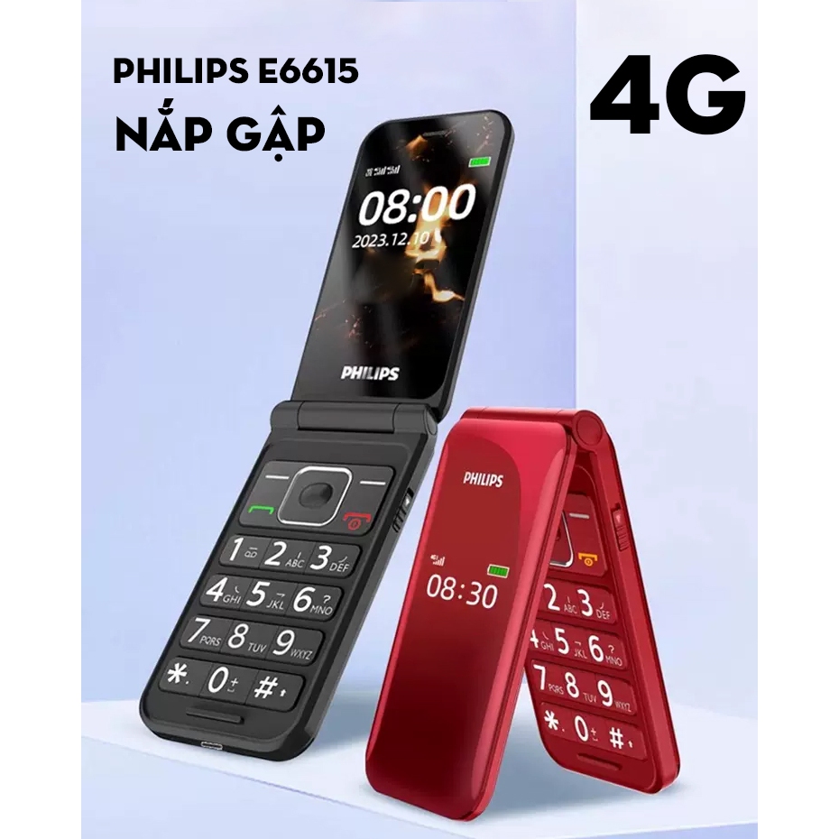 Điện thoại Philips E6615, nắp gập 4G chất lượng, pin khủng lựa chọn tuyệt vời cho cuộc sống