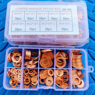 Long đen đồng nguyên chất, miếng đệm ốc vít. Hộp 100, 200 Chiếc long đền đồng thau từ M5 đến M14