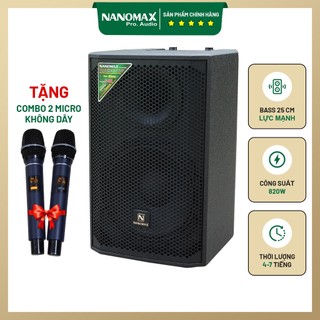 Loa kéo công suất lớn nanomax s-02 bass 25cm 820w karaoke bluetooth