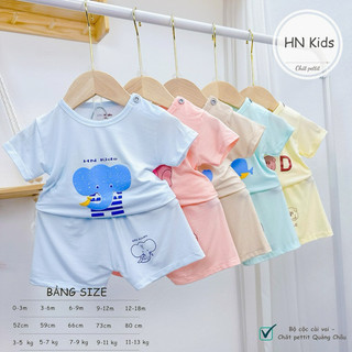 Bộ cộc cài vai màu petit sợi tre Hnkids mềm mát cho bé trai bé gái