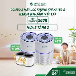 Combo 2 máy lọc không khí diệt khuẩn uvc led uvgreen ka150s 15m2 - công nghệ uvc led, lõi lọc hepa h13