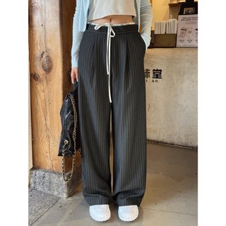 Quần Dài Kẻ Sọc Phối Cạp Chun Trắng Ống Rộng Wide Striped Pants 𝑩𝒚𝒄𝒂𝒎𝒄𝒂𝒎