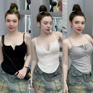 Áo 2 dây mod ngực cổ vuông đóng nút UN&CA