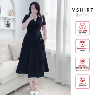 Vay đen viền chân gấu trắng bigsize VSHIRT