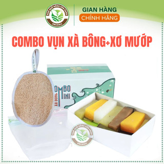 Vụn xà bông và bông tắm xơ mướp 500g, vụn xà phòng htx sinh dược, tặng kèm túi lưới