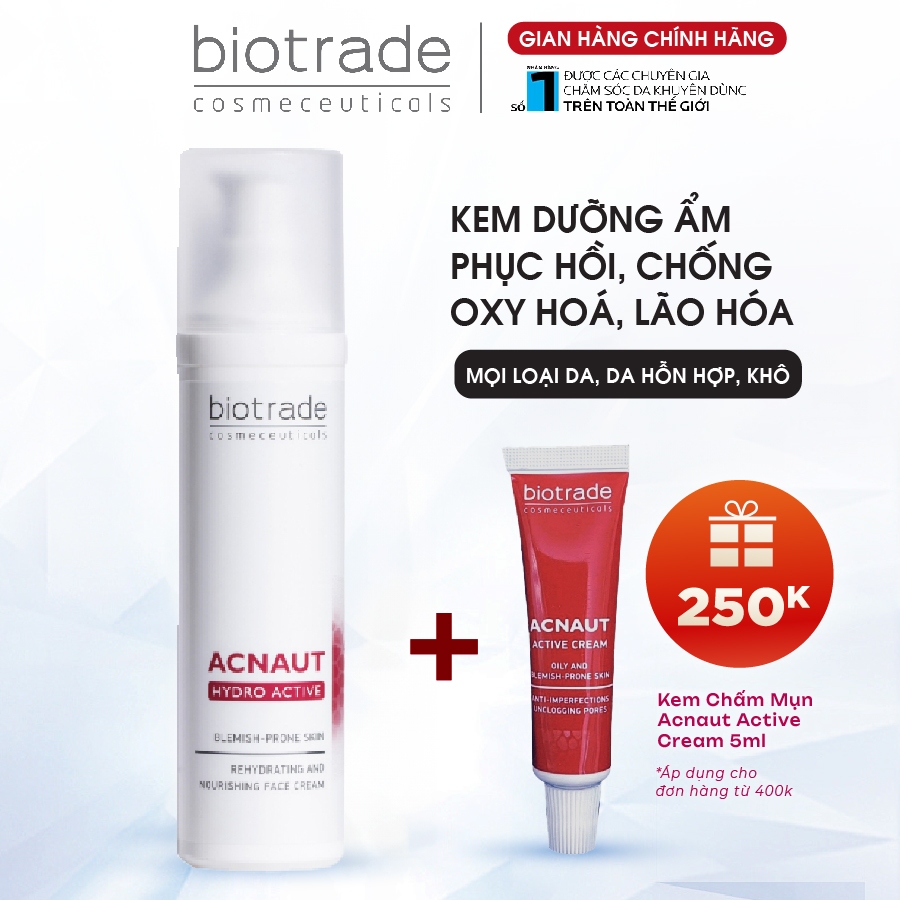 Kem dưỡng ẩm phục hồi Biotrade Acnaut Hydro Active Cream chống oxy hóa, lão hóa Biotrade 60ml