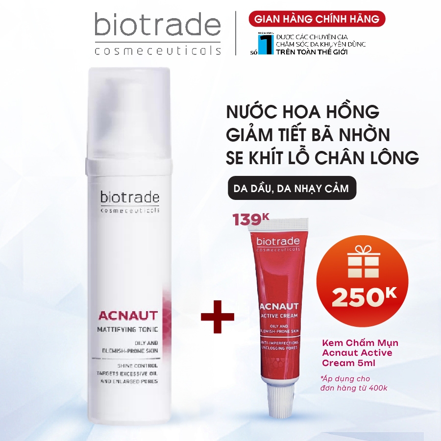 Nước Hoa Hồng Cho Da Dầu Biotrade Acnaut Mattifying Tonic giảm tiết bã nhờn, se khít lỗ chân lông Biotrade 60ml