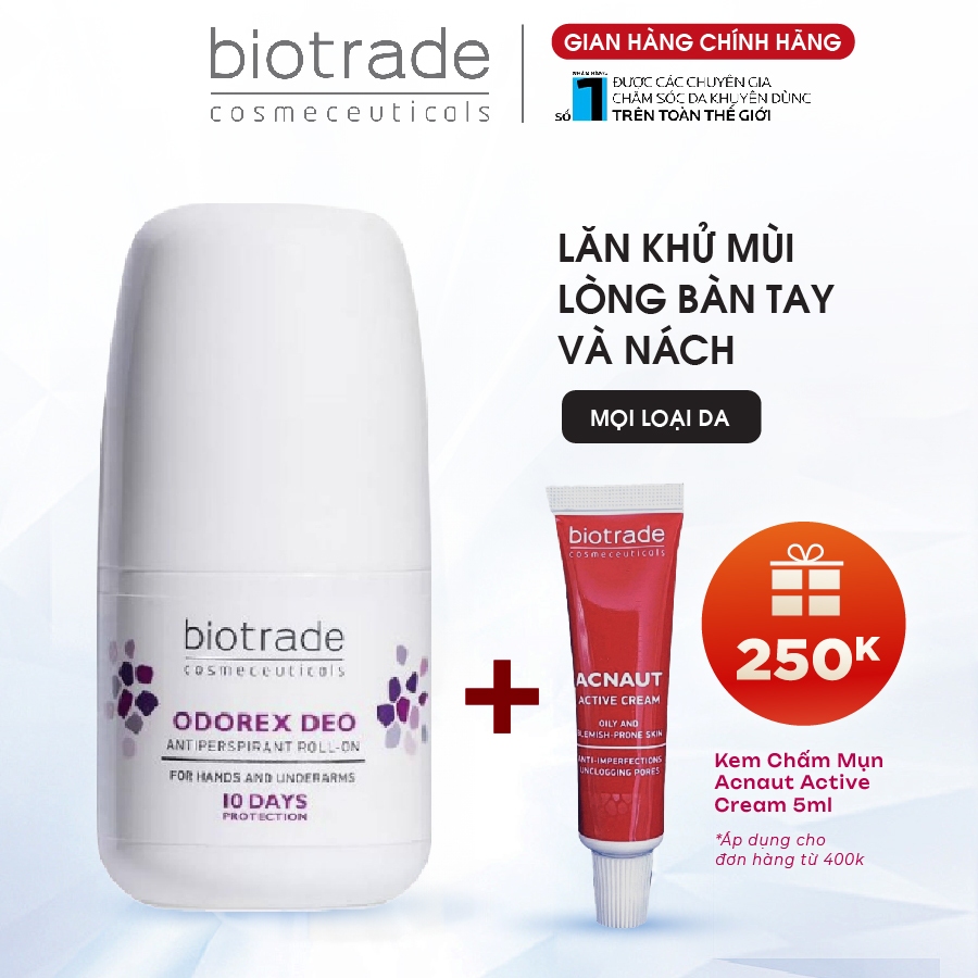 Lăn Khử Mùi Biotrade Odorex Deo Antiperspirant Roll On lòng bàn tay và nách Biotrade 40ml
