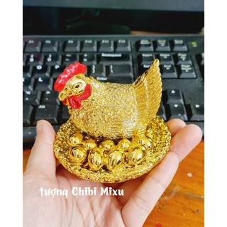 Ổ gà vàng, tượng gà mái ấp trứng vàng may mắn tài lộc trang trí