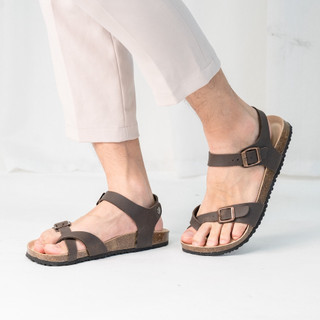 DK14 - Sandal Đế Trấu BIOLINE Official Quai Da Bò Đan Chéo Xỏ Ngón Lót Pu Kem Chống Nước