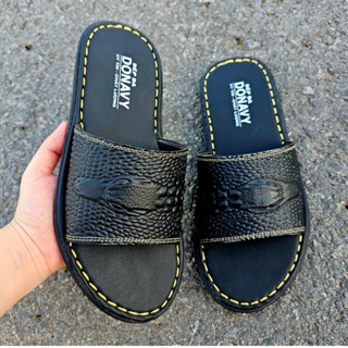  Dép Nam Quai Ngang Da Bò Thật 100% DONAVY Kiểu Quai Cá Sấu Đế Nhện May Full Quai Và Đế D.CSDN 