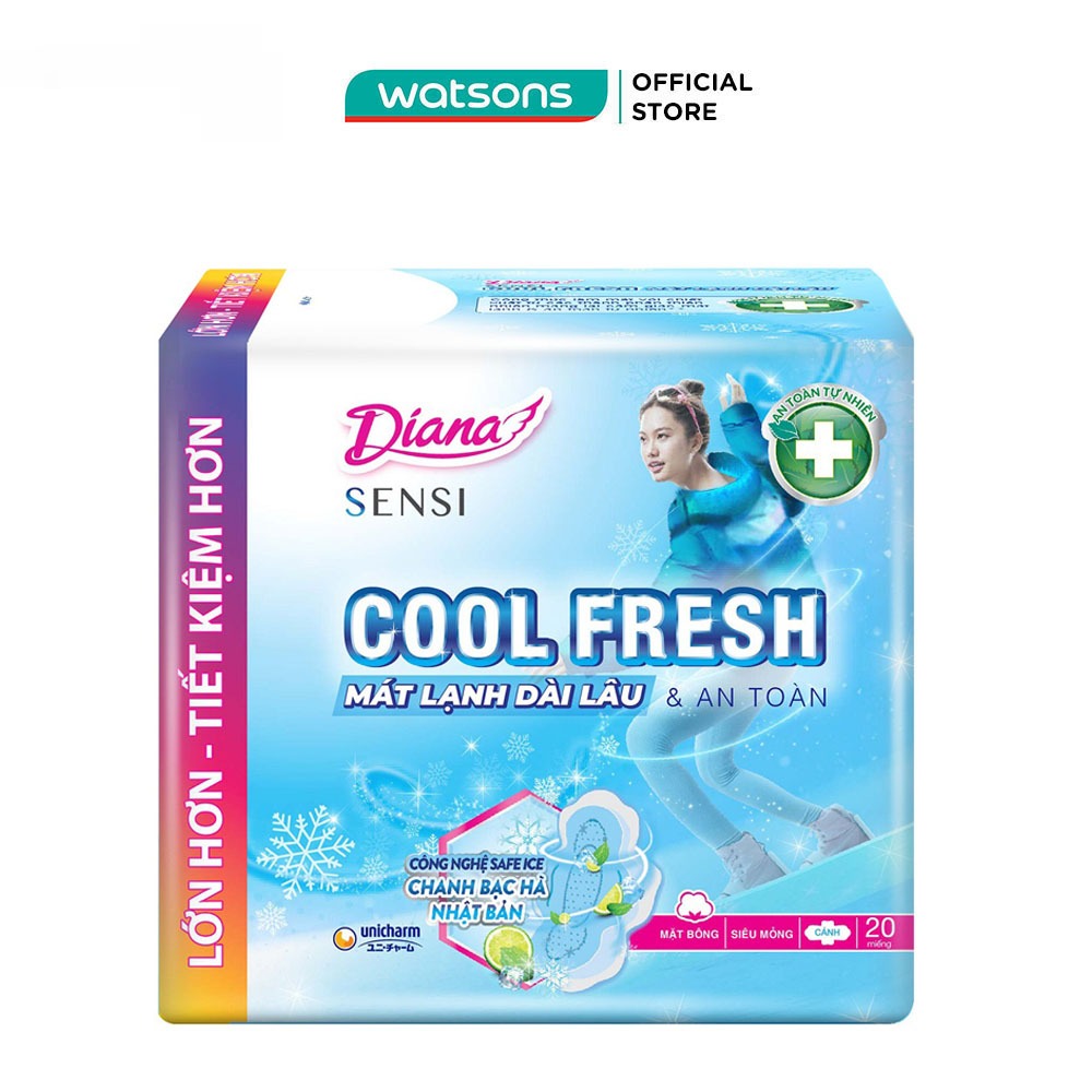 Băng Vệ Sinh Diana Sensi Cool Fresh Siêu Mỏng Có Cánh 23cm 20 Miếng