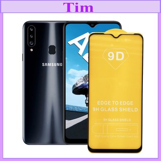 "Kính cường lực Samsung A20s " 9D Full màn hình, Ảnh thực shop tự chụp, tặng kèm bộ giấy lau kính TimShop