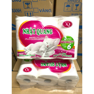 Giấy 6 cuộn có lõi cao cấp nhật quang - giấy lụa 4 lớp mềm mịn và dai