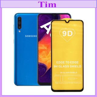 "Kính cường lực Samsung A50 " 9D Full màn hình, Ảnh thực shop tự chụp, tặng kèm bộ giấy lau kính TimShop