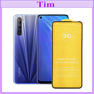 "Kính cường lực Realme 6 " 9D Full màn hình, Ảnh thực shop tự chụp, tặng kèm bộ giấy lau kính TimShop