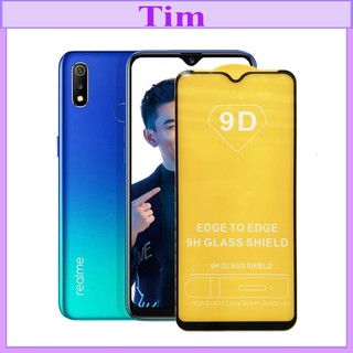 "Kính cường lực Realme 3 " 9D Full màn hình, Ảnh thực shop tự chụp, tặng kèm bộ giấy lau kính TimShop