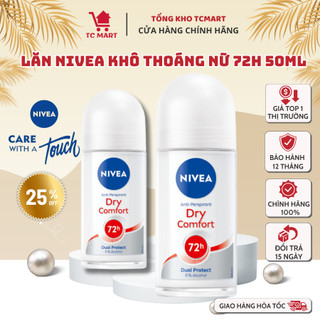 Lăn Ngăn Mùi NIVEA Khô Thoáng Nữ 72H (50 ml), Ngăn Mùi Hiệu Quả Dến 72h - Lăn Ngăn Mùi NVIEA