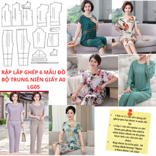RẬP GIẤY A0 LẮP GHÉP 6 MẪU ĐỒ BỘ TRUNG NIÊN NỮ-LG05