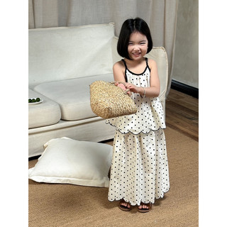 Set váy chấm bi cho bé gái, phong cách vintage, chuẩn hàng QCCC 100%