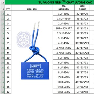 Tụ quạt,tụ vuông,kapa các loại,hàng đạt chuẩn dành cho ae thợ sửa quạt-điện áp 450v