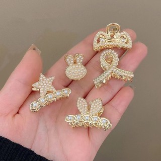 1 Kẹp Tóc Càng Cua Mini Đính Ngọc Trai Nhân Tạo Xinh Xắn MIYUNA