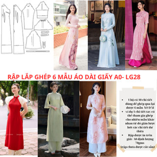 RẬP GIẤY A0 LẮP GHÉP 6 MẪU ÁO DÀI- LG28