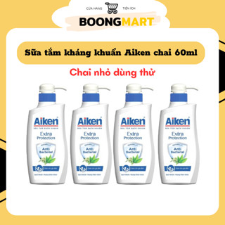 Sữa tắm Aiken Extra Protection kháng khuẩn hương trà xanh,sữa tắm dành cho gia đình sạch sáng mịn 60ml