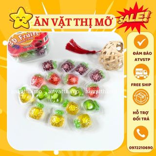 Kẹo dẻo thạch 3D trái cây mix vị Xoài, Nho, Dâu, Dứa nhân chảy