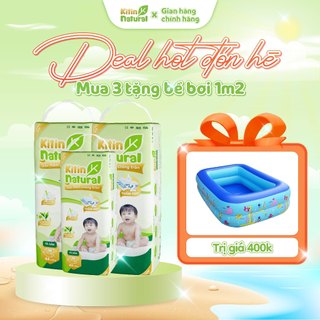 TẶNG BỂ BƠI khi mua Combo 3 bịch tã bỉm Kitin Natural mỏng thoáng, tinh chất trà xanh chống hăm