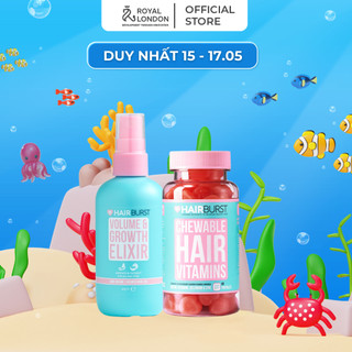 Combo Kẹo Dẻo + Xịt Dưỡng Làm Phồng, Kích Thích Mọc Tóc HAIRBURST 125ml + 60 Viên