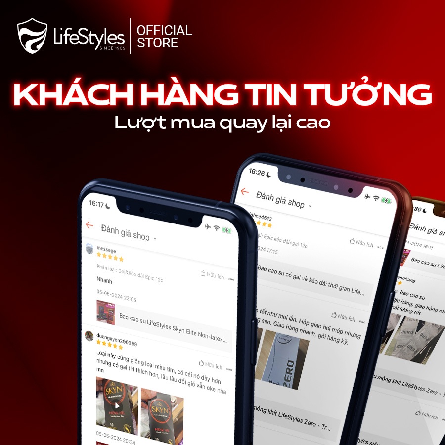 Bao cao su mỏng khít chân thật ôm sát LifeStyles Zero an toàn siêu bền chịu áp suất cao 12 bao/hộp