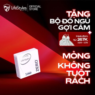 Bao cao su mỏng khít LifeStyles Zero - Trơn êm -  Hộp 3 bao